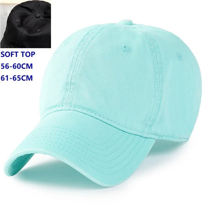 Herr och dam, oversize XXL 100% bomull, stor basebollkeps för stora huvuden 56-63cm(23.5"-25.5"), justerbar enfärgad dad cap