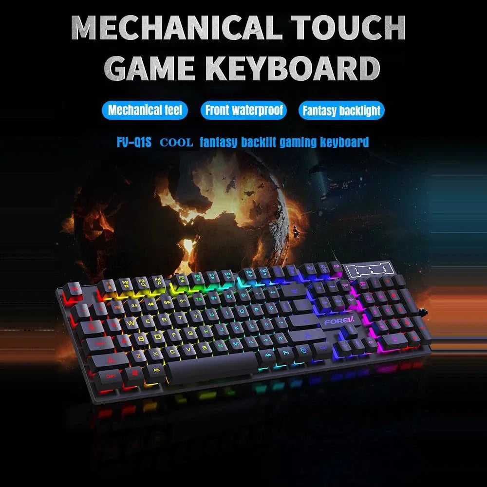 RGB Wired Mechanical Keyboard 104 Keys of Backlit Key Caps Gaming and Office Keyboard For Microsoft Windows and Apple IOS System