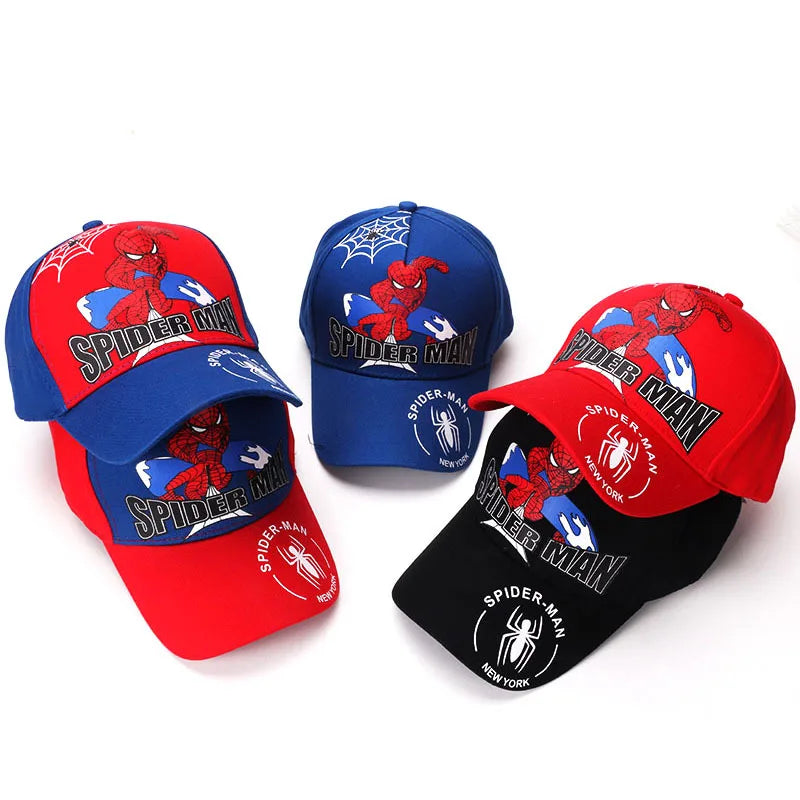 Marvel Anime Figure Spider-Man Cartoon Baseball Cap Cotton Polyester Peaked Cap Boy Girl Headwear Accessories Kids Birthday Gift