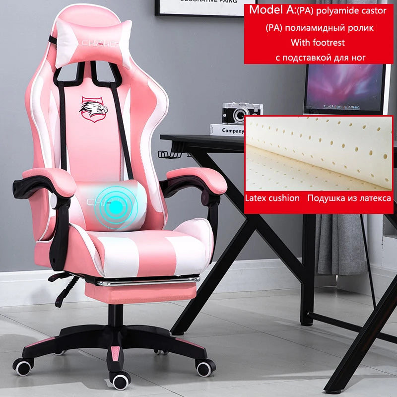 Ergonomic PU Leather Gaming Chair with Adjustable Height, Reclining Computer Chair, Swivel Office Chair for Home Office, Gaming & Study