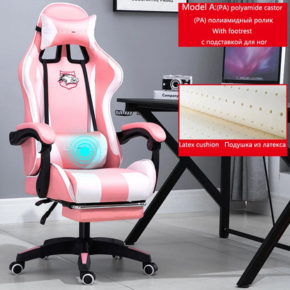 Ergonomic PU Leather Gaming Chair with Adjustable Height, Reclining Computer Chair, Swivel Office Chair for Home Office, Gaming & Study