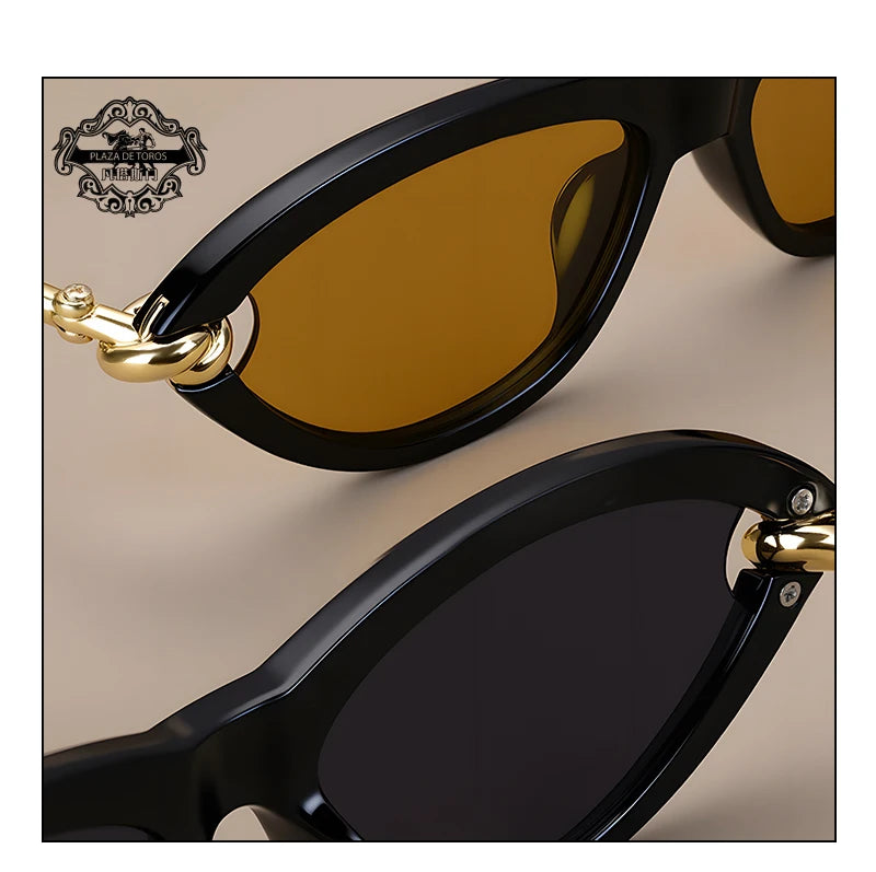Trendy Luxury Brands Women's Cat Eye Tortoiseshell Sunglasses UV400 Oval Glasses For Woman Fashion Designer Classical Glasses