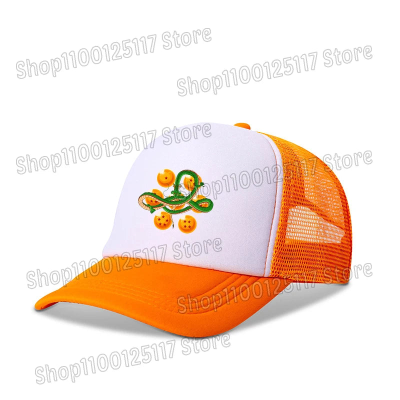 Baseballová čepice Dragon Ball s potiskem z anime, prodyšná čepice s kšiltem, kreslená postavička Goku, letní sportovní čepice typu snapback, síťovaná sluneční čepice, dárek pro děti