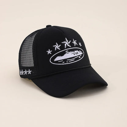 Unisex Men Women Cap Pentagram Embroidery Baseball Net Caps Spring Summer Outdoor Adjustable Casual Hats Sunscreen Hat