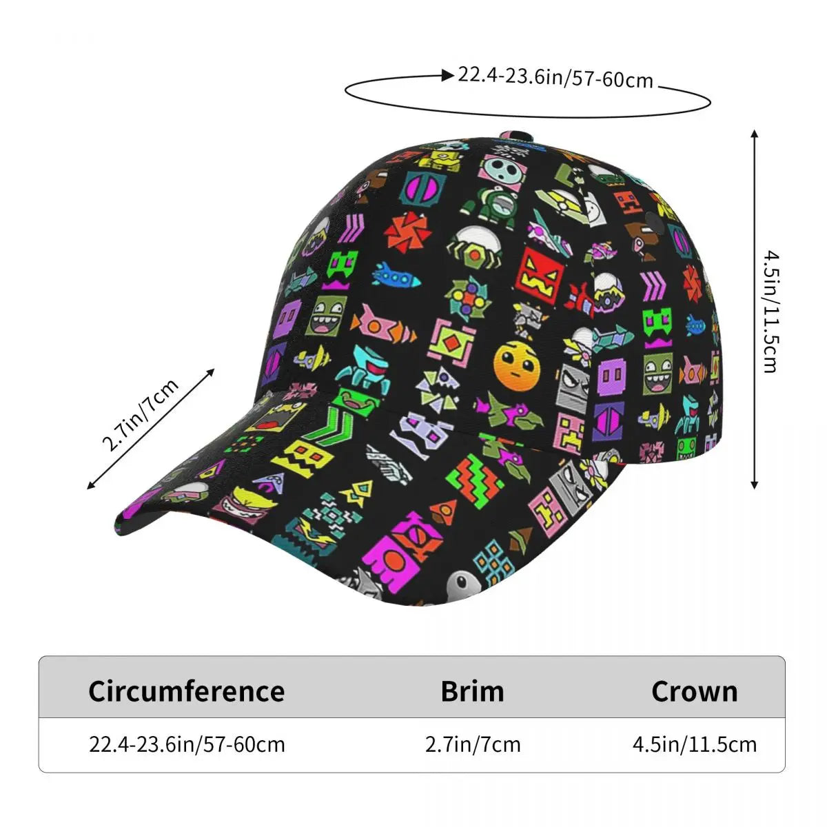 Geometry Dash Mesh Baseball Caps Snapback Fashion Baseball Hats Breathable Casual Casquette Outdoor For Men's And Women's