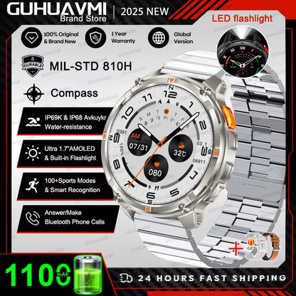 New Original 1100mAh Battery Men Smart Watch Outdoor GPS 10ATM Waterproof Bluetooth Call Sport Smartwatch For Android IOS Phones