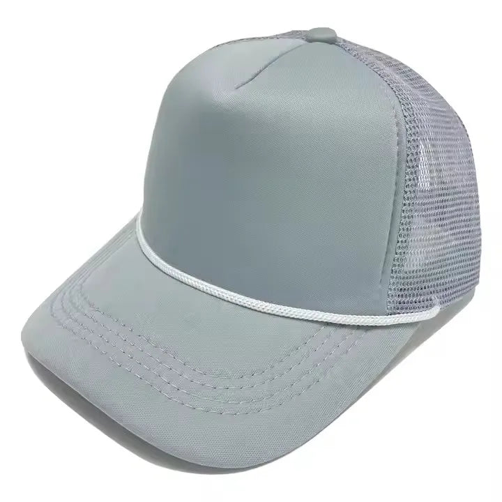 5 panel Trucker Caps Men Women Plain Blank Foam Mesh Baseball Cap With Rope Summer Breathable Outdoor Sport Sun Visor Hats