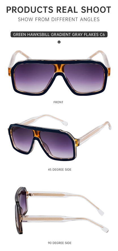 Classic Oversized Square Sunglasses Men 2026 Luxury Brand Trendy Metal Big Frame Goggles Eyewear Stylish Sun Glasses For Ladies