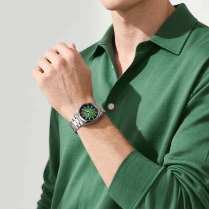 Montre pour homme BERNY – Montre à quartz, verre saphir, aiguilles luminescentes, étanche 10 ATM, entièrement en acier inoxydable – Style élégant et décontracté, idéale pour le quotidien ou les occasions professio