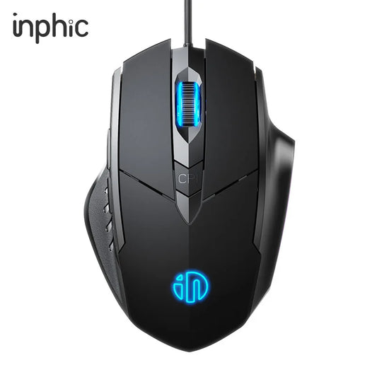 Mouse cu fir Inphic W1, mouse eSports pentru gaming, mouse silențios pentru birou, opțiuni cu trei taste și șase taste