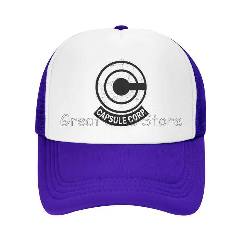 „Capsule Corp“ tinklinės beisbolo kepurės, unisex, hip-hop stiliaus „trucker“ kepurės, anime DBZ stiliaus „dad hat“ kepurės, reguliuojamos lenktyninės kepurės, vasarinės „trucker“ kepurės su užsegimu