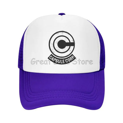 „Capsule Corp“ tinklinės beisbolo kepurės, unisex, hip-hop stiliaus „trucker“ kepurės, anime DBZ stiliaus „dad hat“ kepurės, reguliuojamos lenktyninės kepurės, vasarinės „trucker“ kepurės su užsegimu