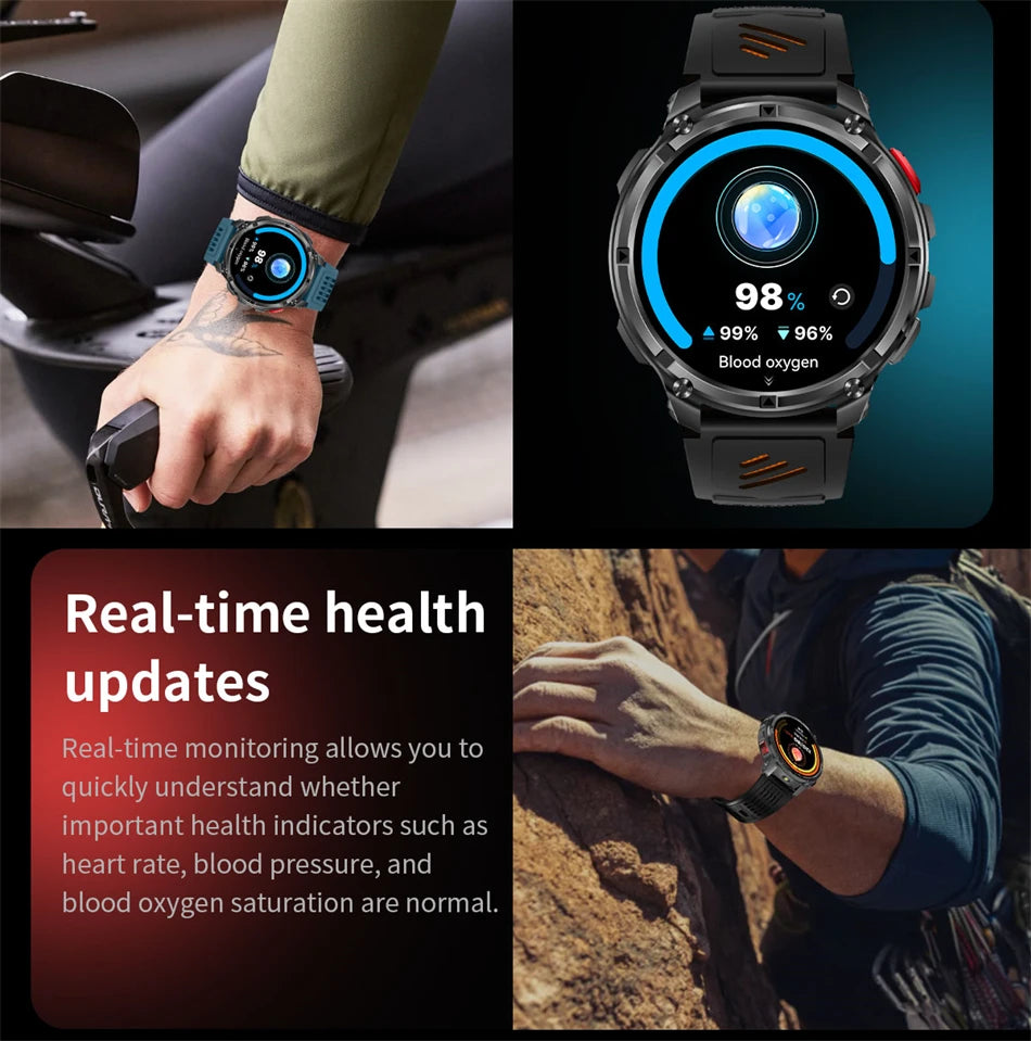 New Original 1100mAh Battery Men Smart Watch Outdoor GPS 10ATM Waterproof Bluetooth Call Sport Smartwatch For Android IOS Phones