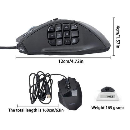 E-YOOSO X-39 Programmable Gaming Mouse, Wired RGB Mouse with 18 Buttons, 8 Removable Weights, 5 DPI, Ergonomic Grip for Computer
