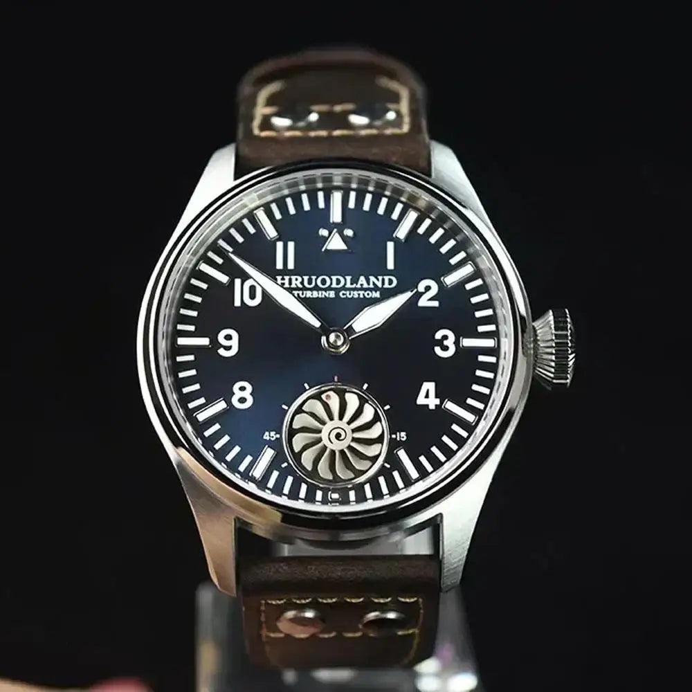 Hruodland 2025 Novo Relógio Mecânico para Homem Seagull ST3620 Piloto Retro 43MM BGW-9 Luminoso Cristal de Safira Turbina Relógio de Homem