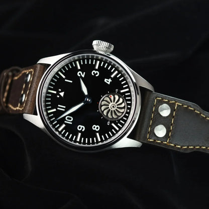 Hruodland 2025 Novo Relógio Mecânico para Homem Seagull ST3620 Piloto Retro 43MM BGW-9 Luminoso Cristal de Safira Turbina Relógio de Homem