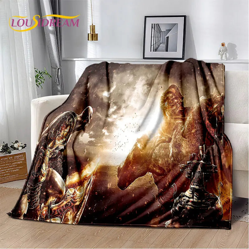 God of War Game Gamers Kratos Soft Plush Blanket,Flannel Blanket Throw Blanket for Living Room Bedroom Bed Sofa Picnic Cover Kid