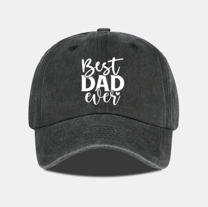 “Best DAD Ever” Printed Vintage Washed Baseball Cap – Adjustable, Casual, Men's Father's Day Gift, Dad Cap – Fishing & Hiking