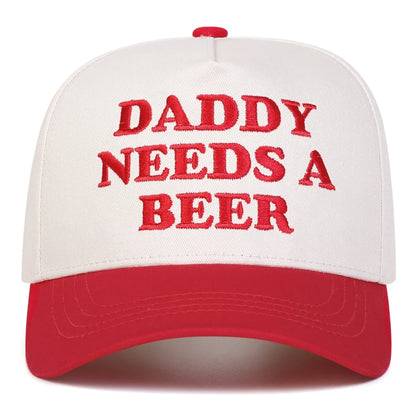 Czapki z daszkiem unisex z haftem „DADDY NEEDS A BEER” – wiosna, jesień, na świeżym powietrzu, regulowane, codzienne, czapki chroniące przed słońcem, czapki sportowe