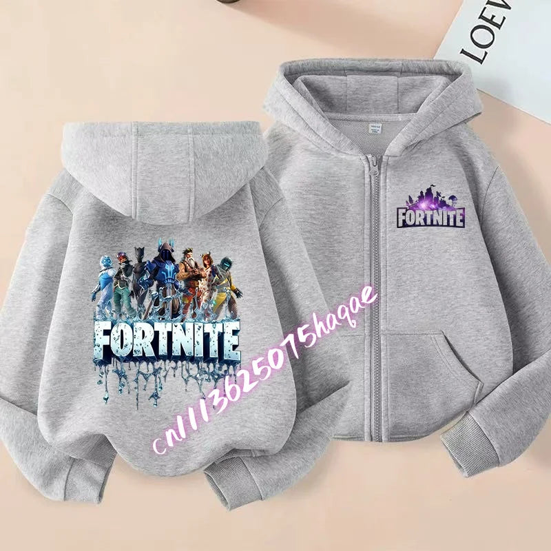 New Fortnites Children Hoodies Coat Cartoon Game Character Printed Zip Up Hoodie Child Autumn Jacket Winter Kids Boys Clothes