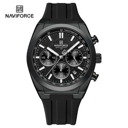 Ceas de mână pentru bărbați NAVIFORCE – Stil luxos și sportiv, mecanism cu cuarț, afișaj 24 de ore, fereastră pentru dată, cronograf, rezistent la apă – Idei de cadouri pentru bărbați