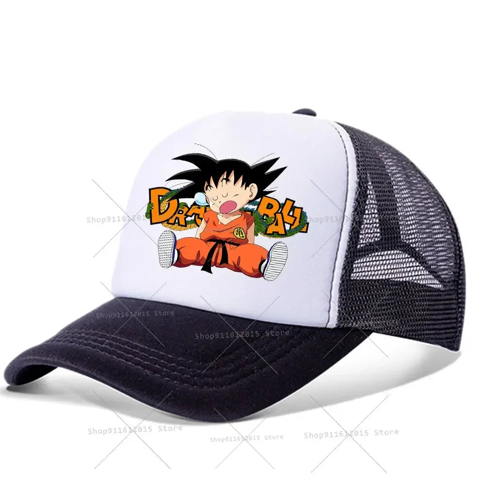 DragonsBall Baseball Cap Son Goku Summer Anime Cartoon Peak Cap Summer Boy Girl Mesh Hat  Children Sun Protection Sunhat