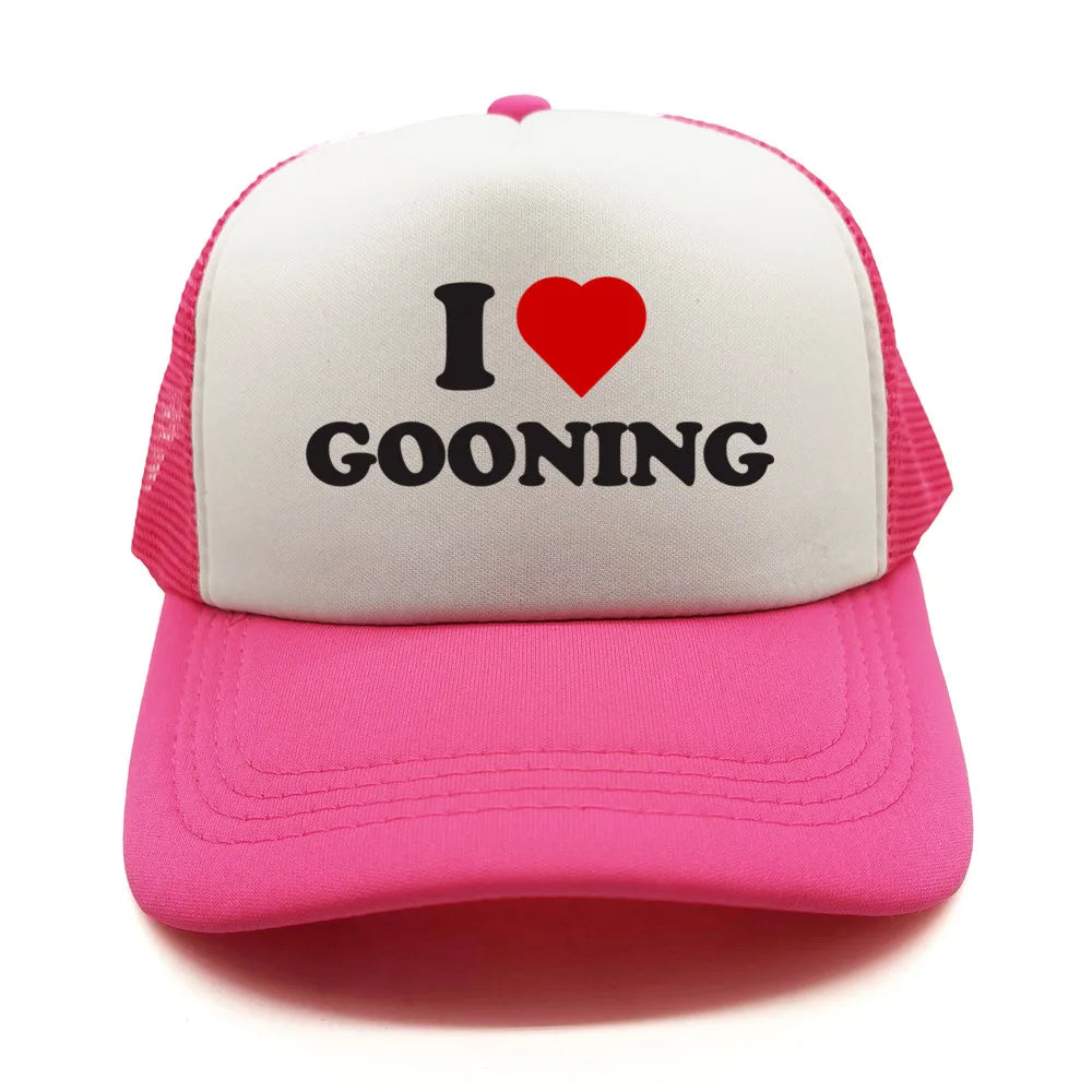Забавни бейзболни шапки „I Love Gooning“ – готини летни мъжки шапки от мрежа, хумористични шапки тип „тракър“, унисекс шапки от мрежа за външни дейности MZ-080