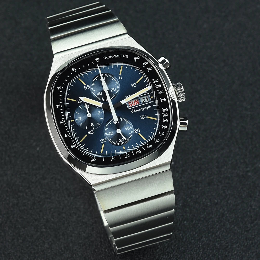 Hruodland New 2025 New 0S00 Retro Men's Quartz Chronograph Sapphire Stainless Steel Waterproof 5Bar Luminous C3 Men's Watch