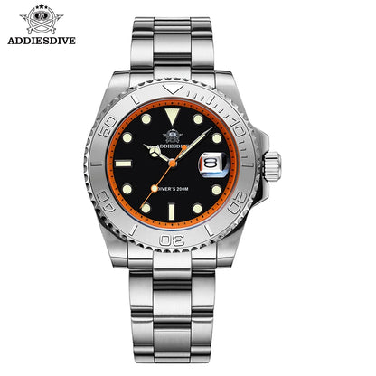 ADDIESDIVE Luxury Men's Diver Steel Watch 200m Waterproof Ceramic Bezel Analog Watch BGW9 Luminous Business Quartz Watch AD2040