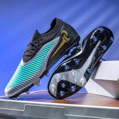Nouvelles chaussures de football pour hommes, crampons longs antidérapants et respirants pour le sport en extérieur, idéales pour l'entraînement et les matchs, confortables pour adultes