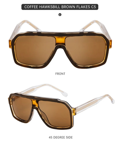 Classic Oversized Square Sunglasses Men 2026 Luxury Brand Trendy Metal Big Frame Goggles Eyewear Stylish Sun Glasses For Ladies