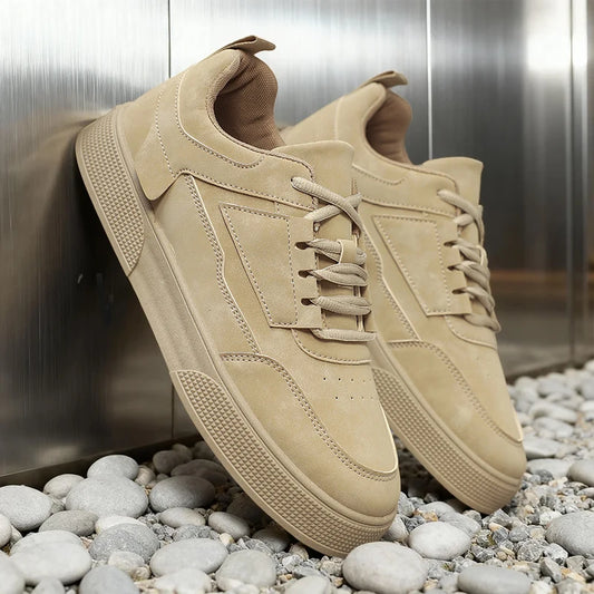 Sneakers casual da uomo in pelle scamosciata - Eleganti scarpe basse con lacci per l’uso quotidiano e la moda streetwear