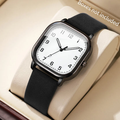 Fashion Square Arabic Men Business Watches Simple Leather Band Quartz Wristwatches Reloj Hombre（Without Box）