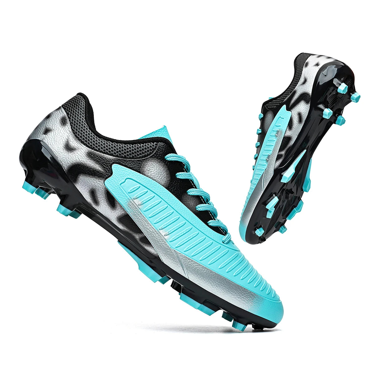 Chaussures de football respirantes pour hommes, chaussures de sport antidérapantes à longues crampons FG/AG pour l'extérieur et l'intérieur, un incontournable pour les fans