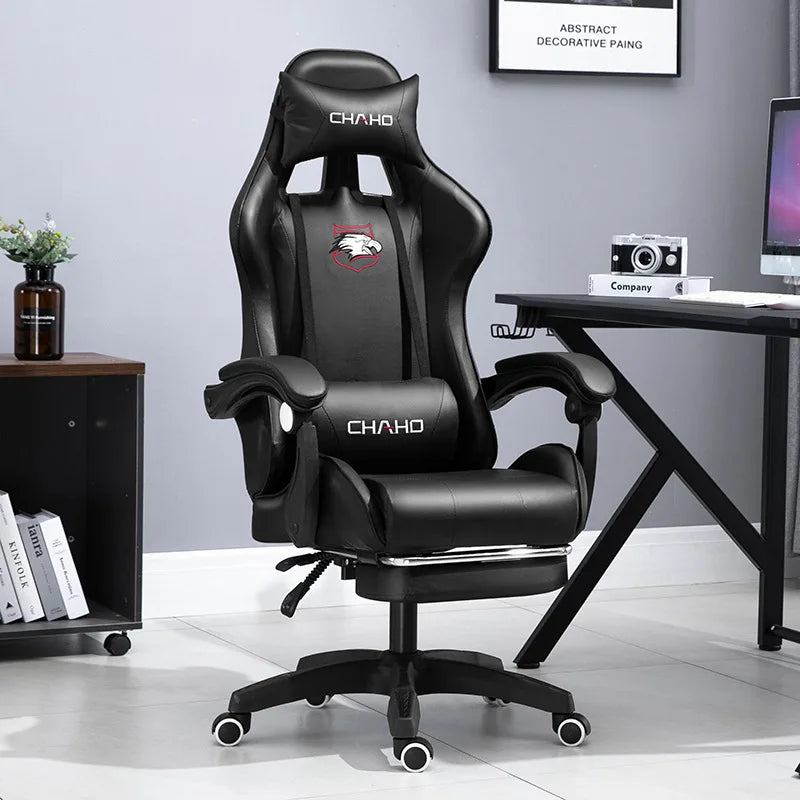 Ergonomic PU Leather Gaming Chair with Adjustable Height, Reclining Computer Chair, Swivel Office Chair for Home Office, Gaming & Study