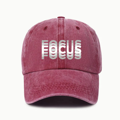Gorra de béisbol de estilo clásico ajustable de algodón lavado con estampado FOCUS, gorra deportiva tipo «pico de pato» para hombre y mujer