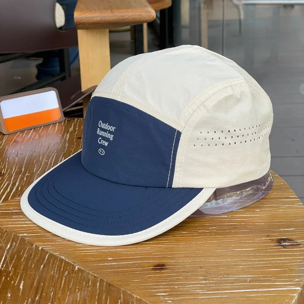 Color Block 5 Panel Baseball Cap - Embroidered Letter Quick Dry Mesh Breathable Sports Cap, Fashion Casual Lightweight Wear Hat