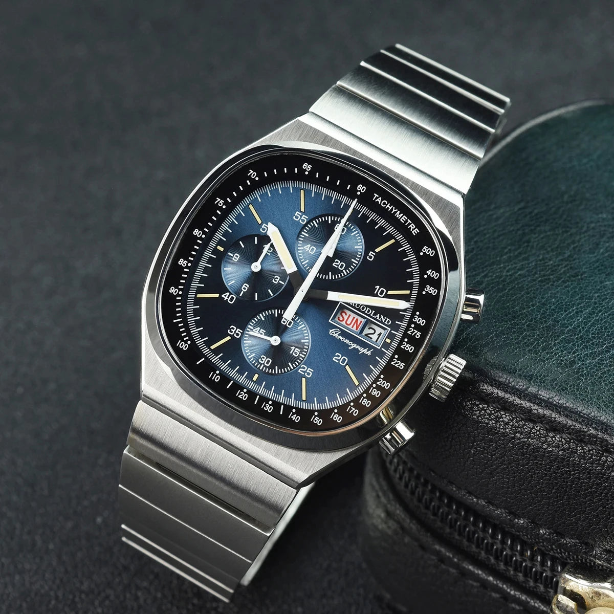 Hruodland New 2025 New 0S00 Retro Men's Quartz Chronograph Sapphire Stainless Steel Waterproof 5Bar Luminous C3 Men's Watch