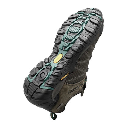 HIKEUP Four-Season Men's Hiking Shoes Outdoor Sports Genuine Leather Wear-Resistant Climbing Shoes Rubber Sole Trekking Sneaker
