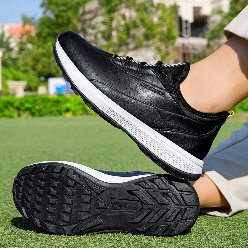 Zapatos deportivos de golf para hombre impermeables de cuero de alta calidad, zapatos deportivos para competición de golf, zapatos formales para campo de golf, zapatos de entrenamiento para hombre