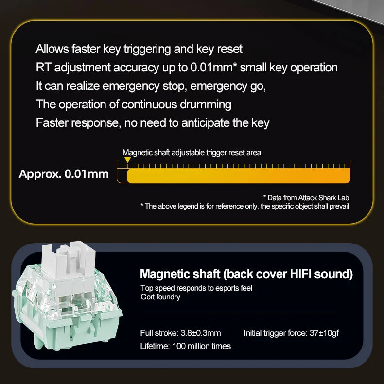 ATTACK SHARK X68HE Esports Magnetic Axis Keyboard 8KHz Return Rate, Total Area 0.01mm, and 0.125ms Rate Class Ultra-Low Latency