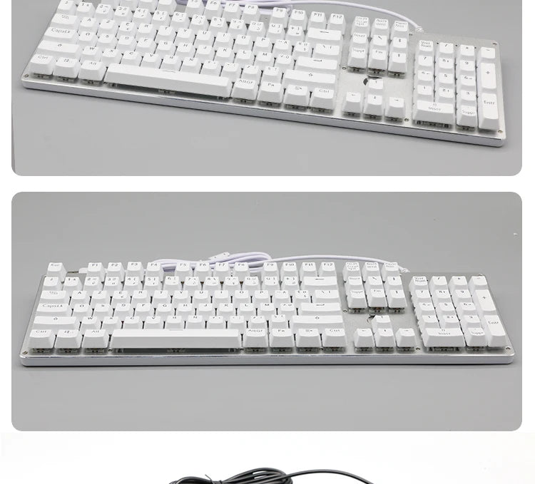 104 Tasten Koreanische, französische, russische, spanische und deutsche hintergrundbeleuchtete Tastenkappen für mechanische Tastaturen mit MX-Switches, OEM-Profil, ABS-Keycaps, DIY
