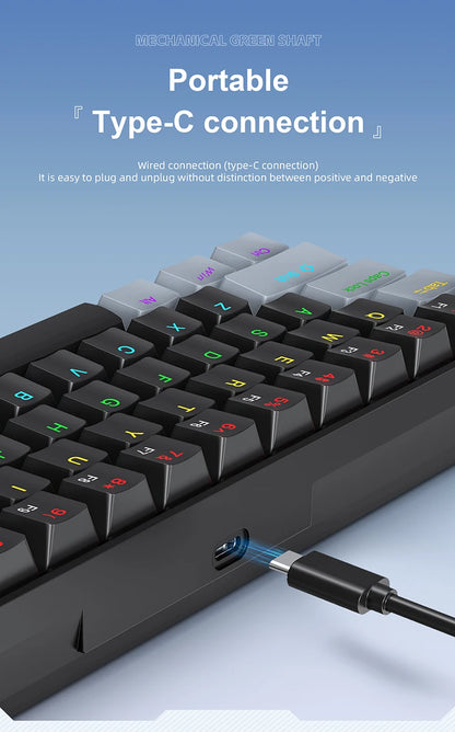 APAYADO K61 Mini-Mechanische Tastatur, kabelgebunden, 61 Tasten, Phantom RGB, schwarz/weiß, mechanische rote/blaue Switches für Gaming, 60% tragbar