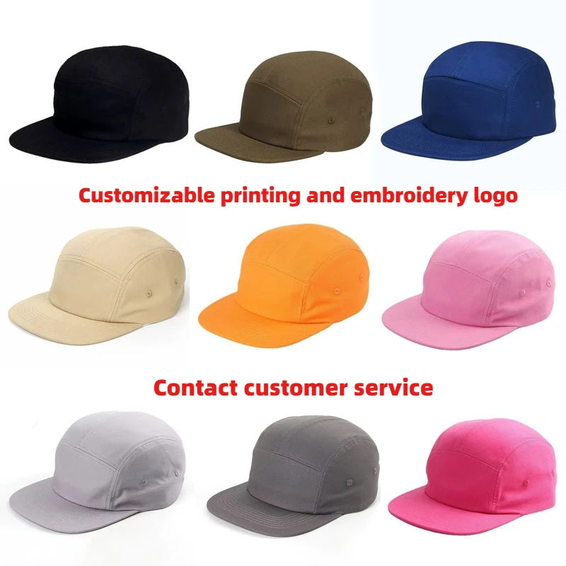 Summer Cotton 5 Panel Big Size Baseball Caps Oversize 62cm Flat Top Sports Snapback Cap Hip Hop Skateboard Hat Custom Wholesale