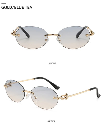 Oval Rimless Sunglasses High-End Casual and Luxurious Women's Borderless Sun Glasses Fashion and Personalized Sunglasses