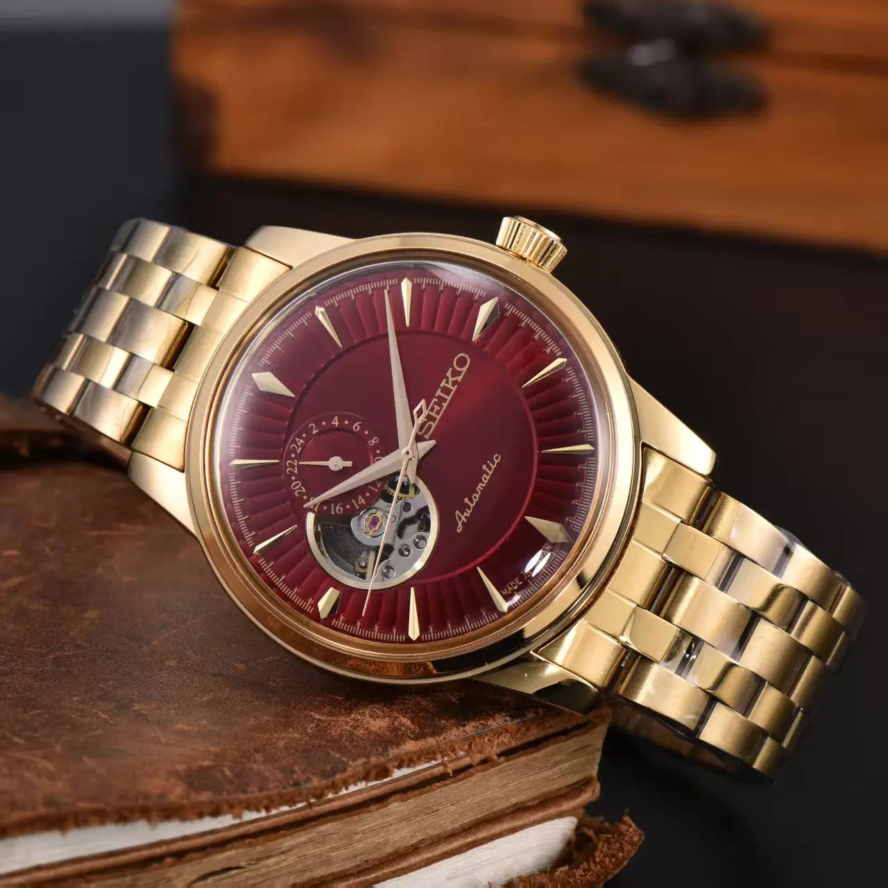 Seiko's new men's and women's business mechanical wristwatch, casual classic stainless steel strap, fashionable couple's watch
