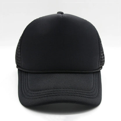 5 panel Trucker Caps Men Women Plain Blank Foam Mesh Baseball Cap With Rope Summer Breathable Outdoor Sport Sun Visor Hats