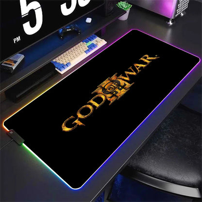 God Of War Large Kratos Atreus Mouse Pad RGB Glowing E-Sports Gamer Keyboard Rug with Extensible Phantom Color Carpet 500x1000