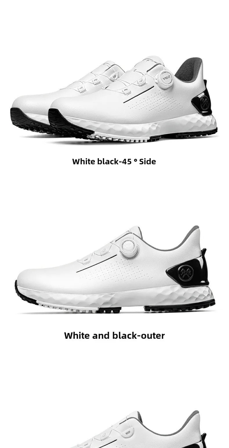 PGM Men's Golf Shoes, Comfortable Cushioned Sneakers with Knobs, Lace-Up, Waterproof and Anti-Slip, Height Increase XZ408
