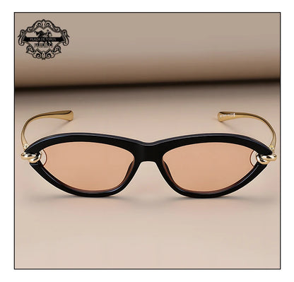 Trendy Luxury Brands Women's Cat Eye Tortoiseshell Sunglasses UV400 Oval Glasses For Woman Fashion Designer Classical Glasses